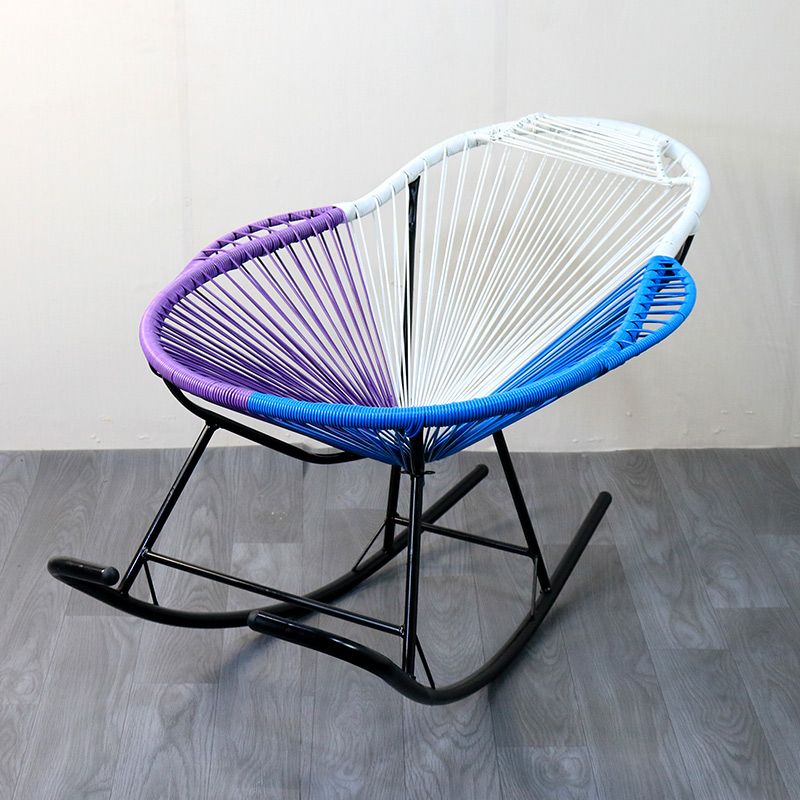 Modern Rocking Chair Wicker Woven Rope Weather-Resistant Rocker