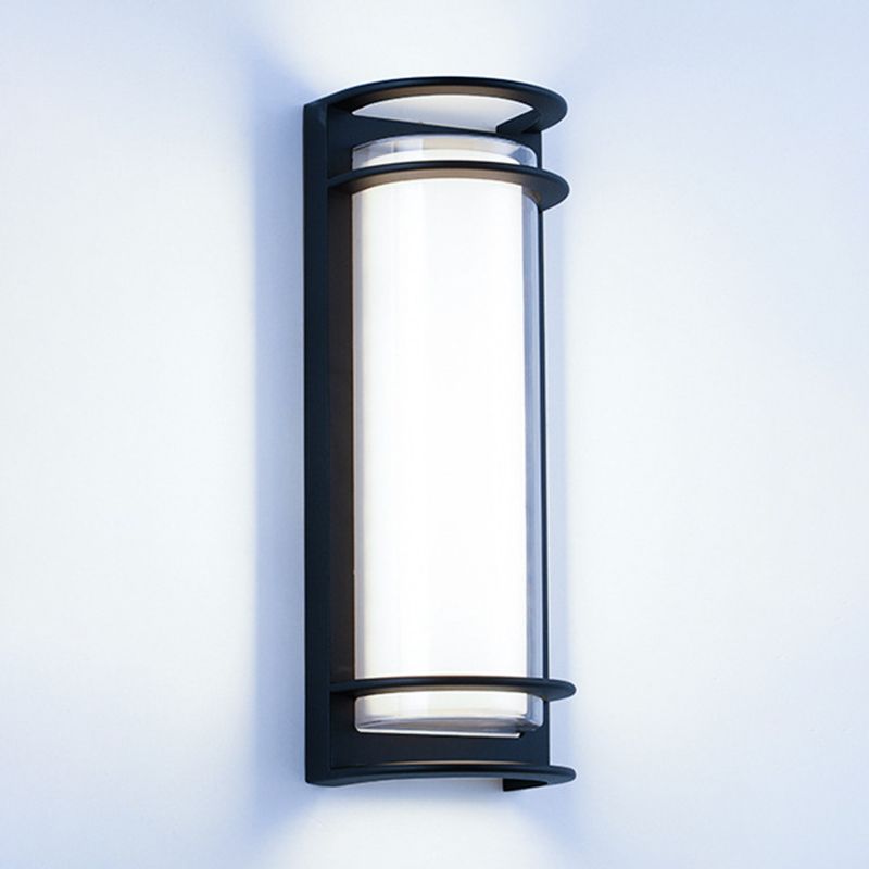Simple Black Wall Sconce Fixture Half-Cylinder Outdoor Sconce Light
