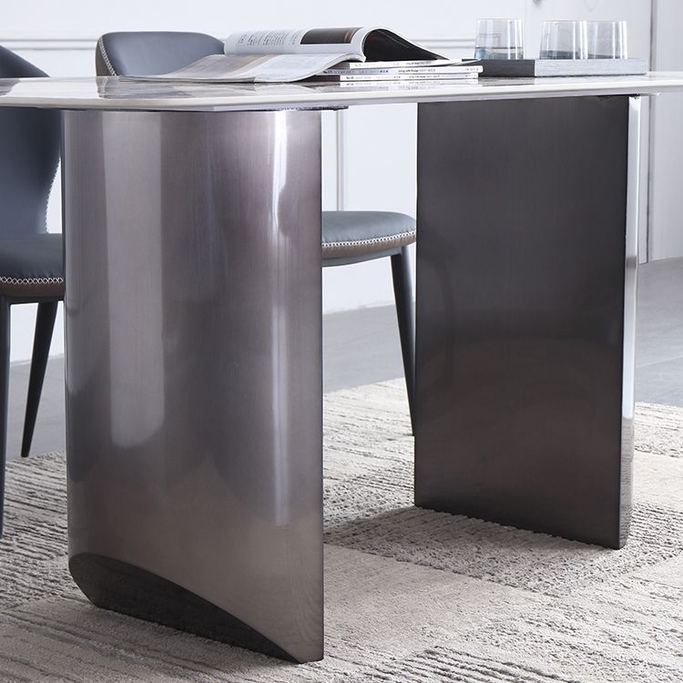 Mesa de comedor rectangular Mesa de comedor de piedra moderna con pedestal doble