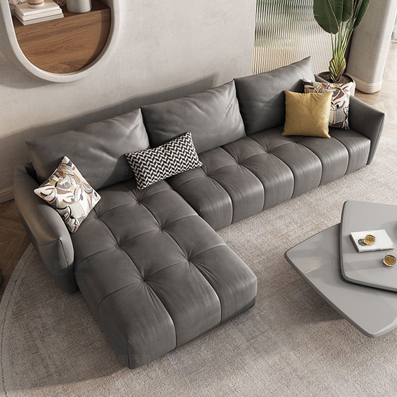 Square Arm Cloud Gray Cushion Back Contemporary Stain-Resistant Sofa