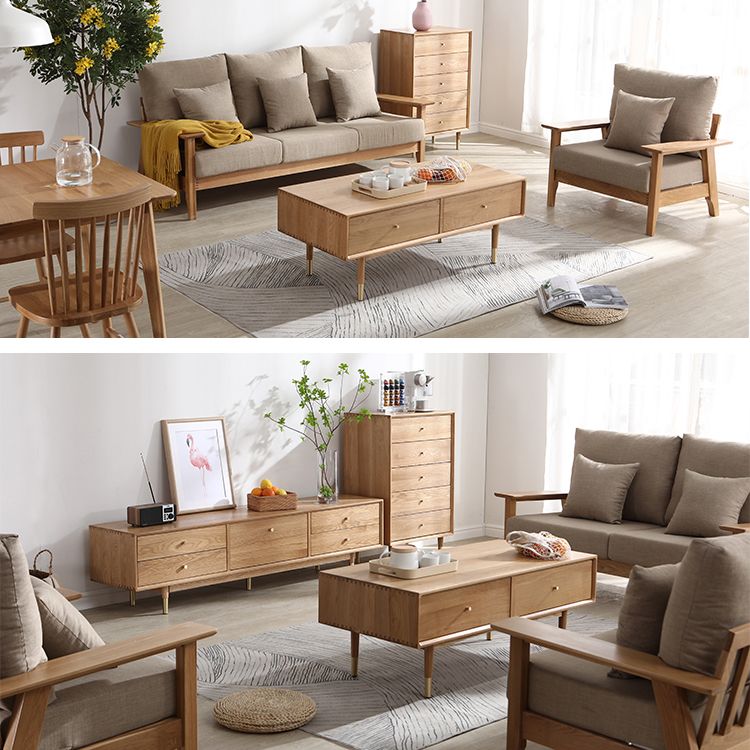 Oak Wood Dining Room Sideboard Cabinet Modern Buffet Server Cabinet with Drawers