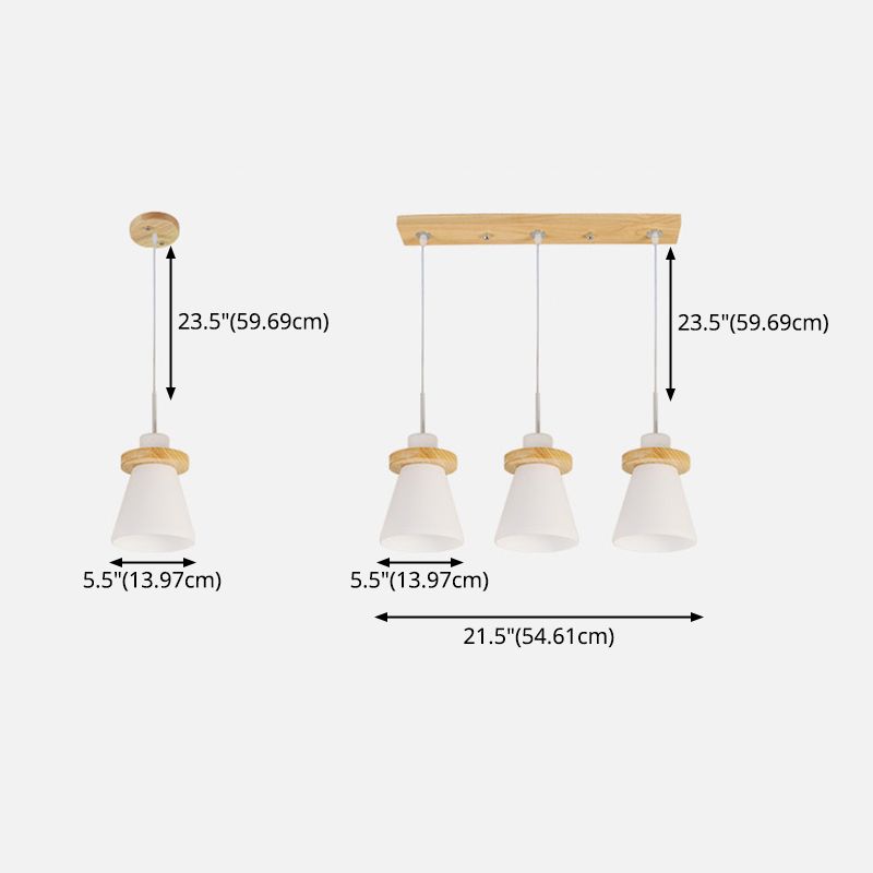 En bois conical pendentif plafonnier léger nordique blanc nordique kit de lumière suspendue pour salle à manger