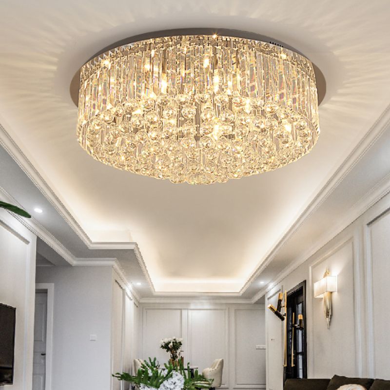 Minimalist Ceiling Lamp Contemporary Flush Mount Light Fixture with Crystal Shade