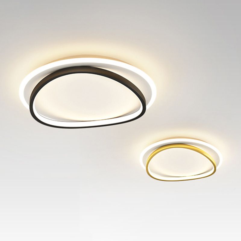 Modern Minimalist Double Round Flush Mount Light Metal LED Bedroom Flush Ceiling Light