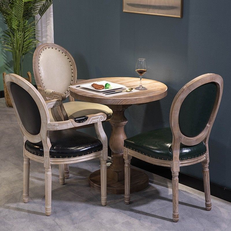 Brown Round Dining Table Modern Pine Solid Wood Pedestal Table