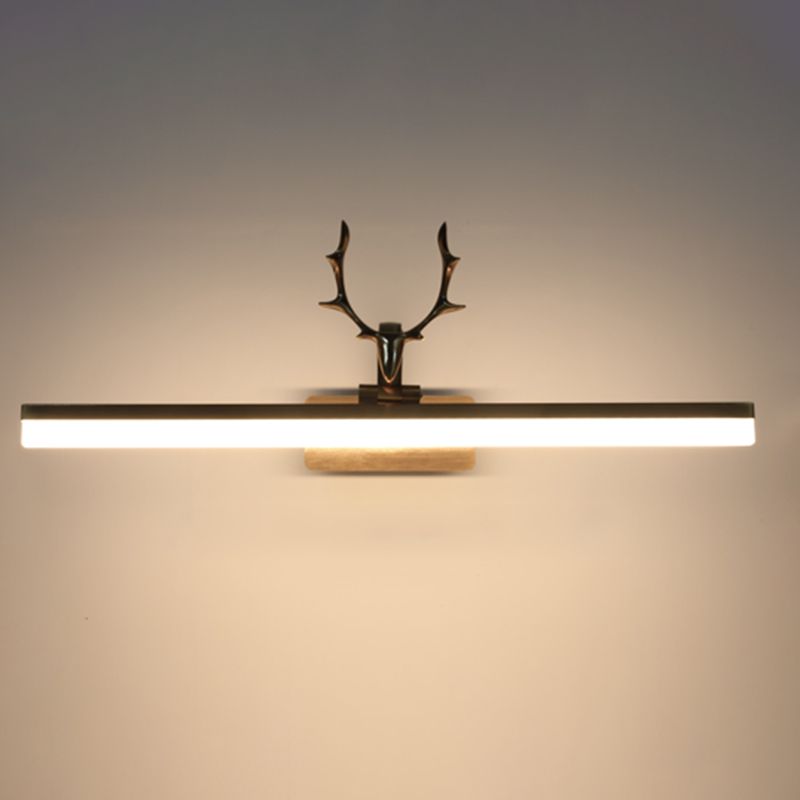 Metal Vanity Light with Antler Mid Century Modern Wall Mount Light in Gold