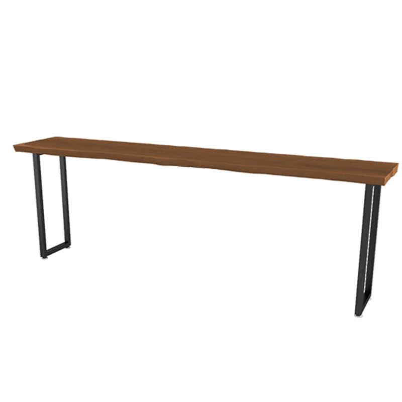 Rectangular Bar Height Table Black Legs and Metal Base Bistro Bar Table for Dining Room