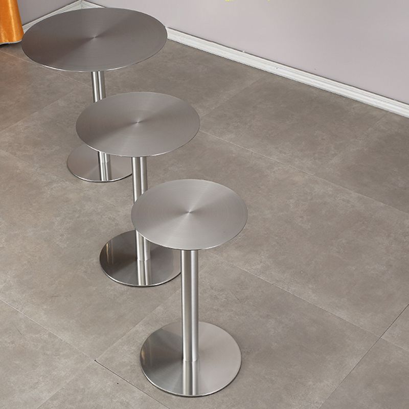 Pedestal Stainless Steel Top Cocktail Table Round Coffee Table for Living Room