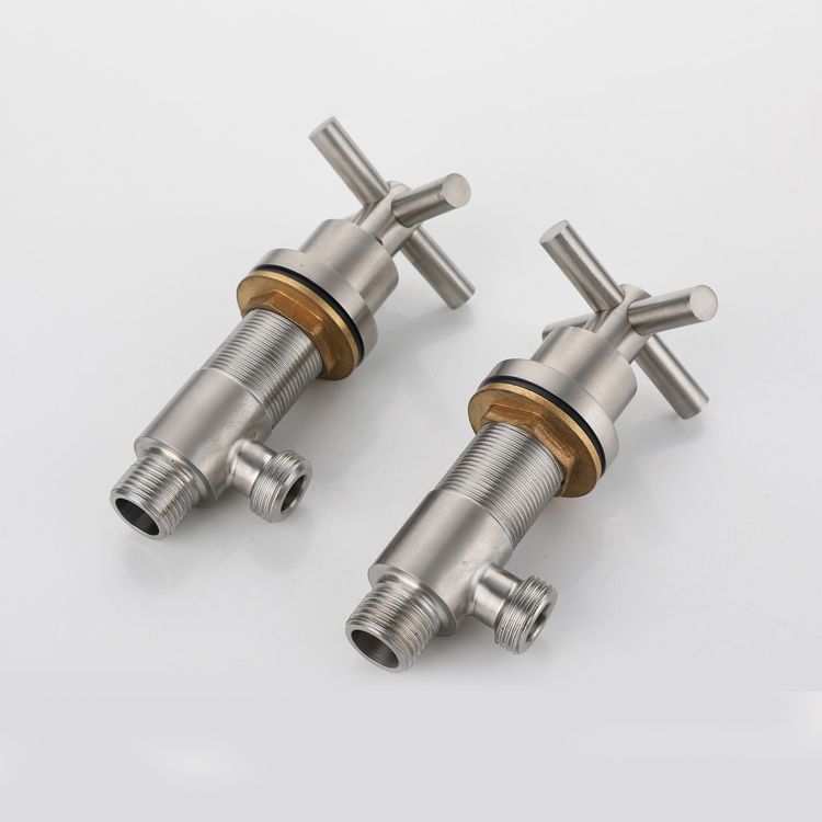 Stainless Steel Sink Faucet Circular Cross Handles Faucet for Bathroom
