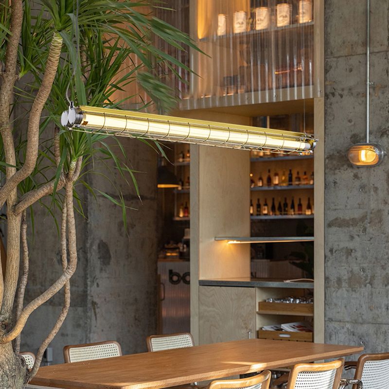 Industrial Style Iron Hanging Lamp Cylinder Shape Island Light for Dining Table