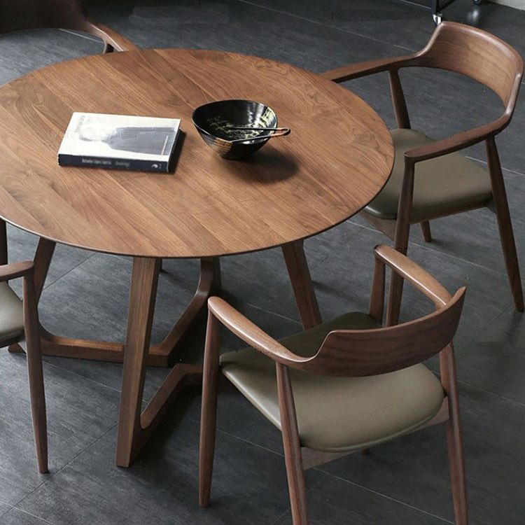 1/2/4/7 Pcs Wood Modern Dining Room Set with Round Table and Wood Chairs Dinette Set