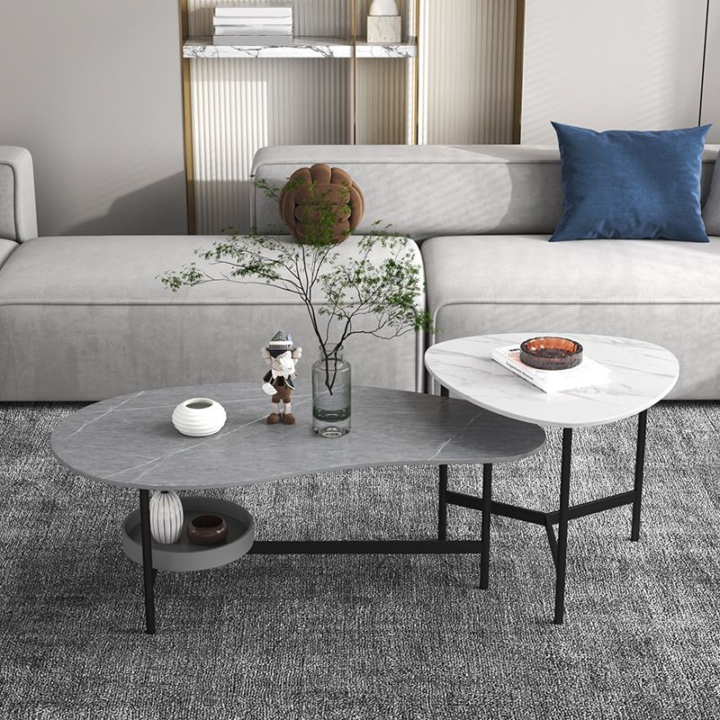 3 Legs Slate Coffee Table Free-Form Nesting Coffee Table Set