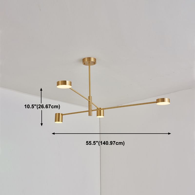 Luci del lampadario in metallo a forma di cilindro moderni apparecchi di illuminazione lampadario in oro