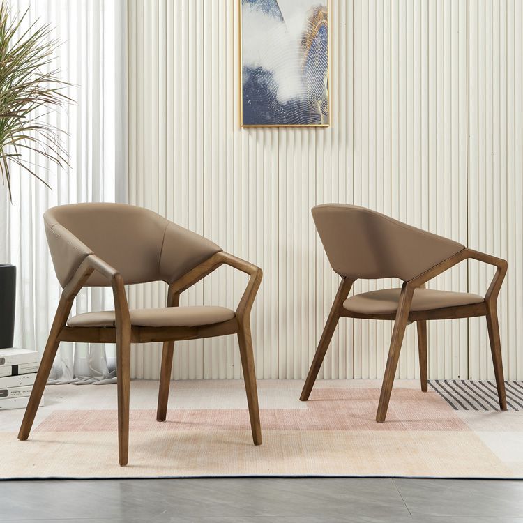 Contemporary Upholstered Arm Chair Home Solid Wood Dining Chair