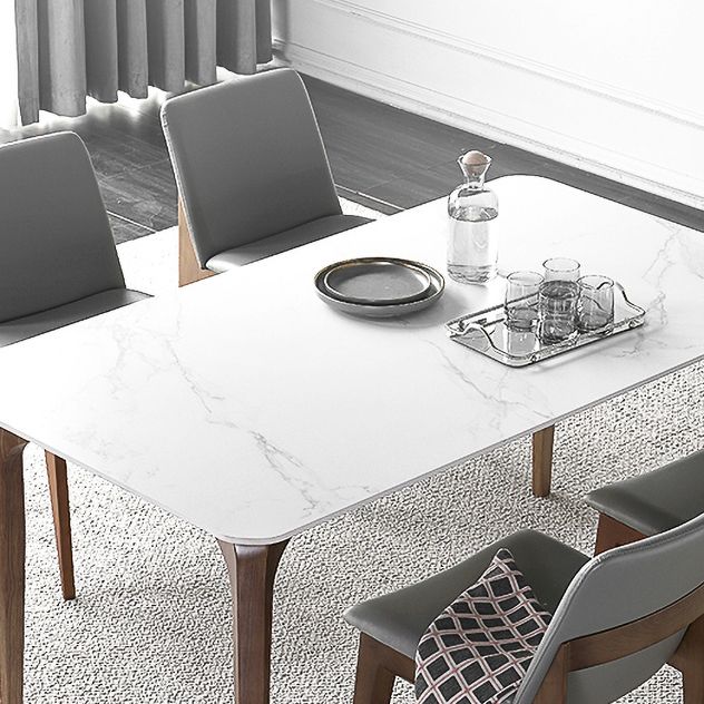 Contemporary Style 1/4/5 Pieces Dining Set Rectangle Sintered Stone Dining Table Set