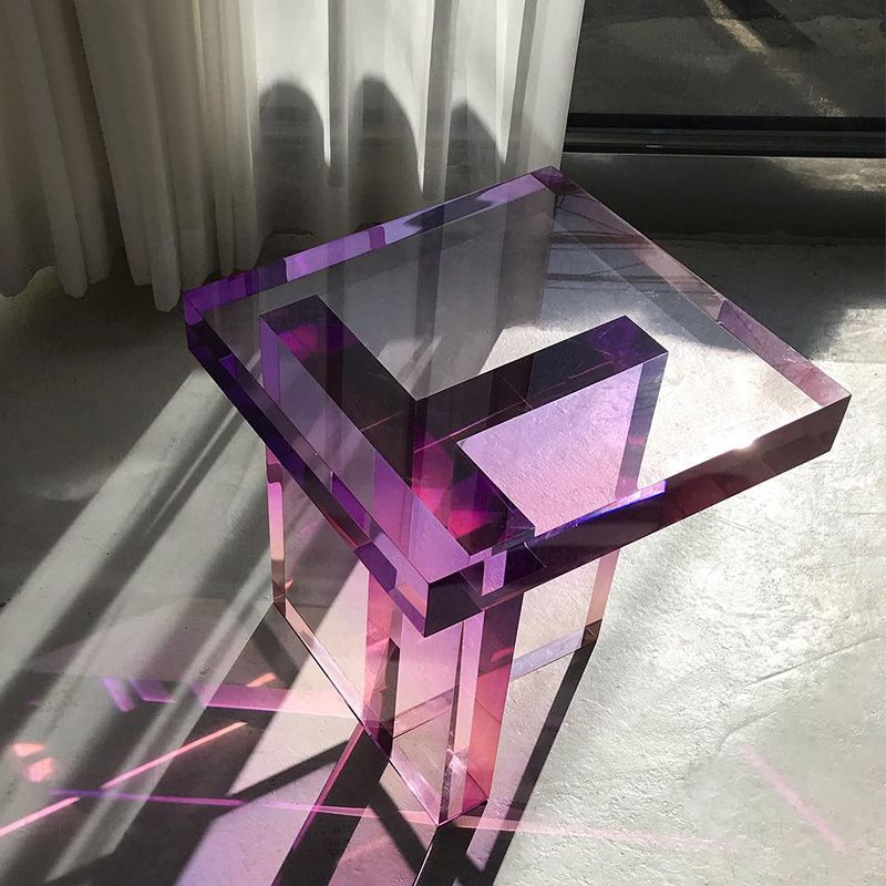 15" Wide Glam Corner Table Acrylic Square Accent Side Table for Living Room
