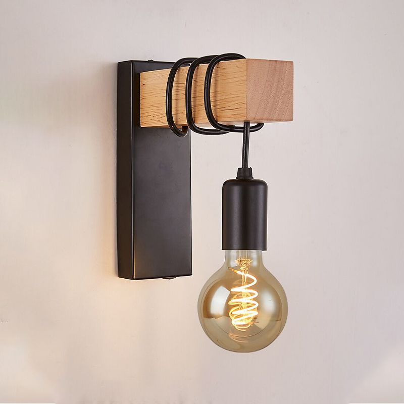 Modern Style Wood Wall Light Bulb Shape 9" High Wall Sconce for Bedroom