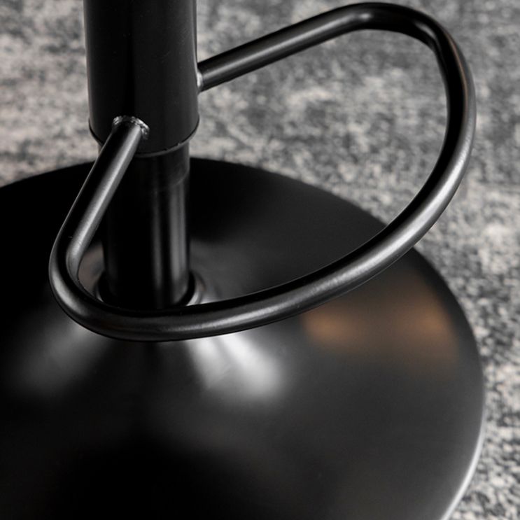 Modern Metal Barstool Faux Leather Footrest Stool Adjustable Height in Matte Finish