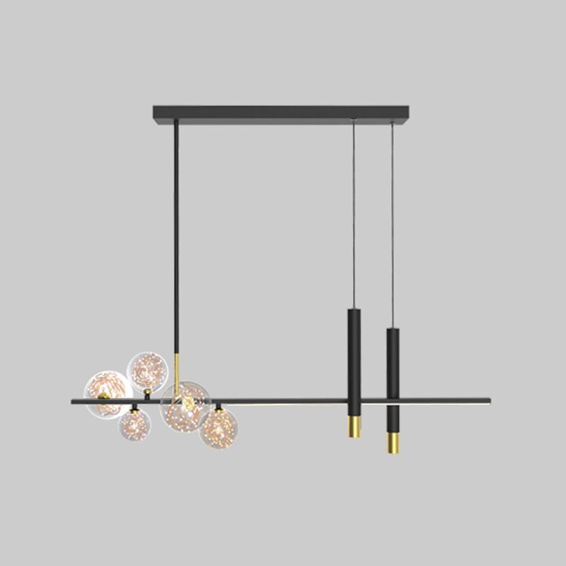 Eigentijdse bol hanglampen glazen eilandverlichting in zwarte afwerking