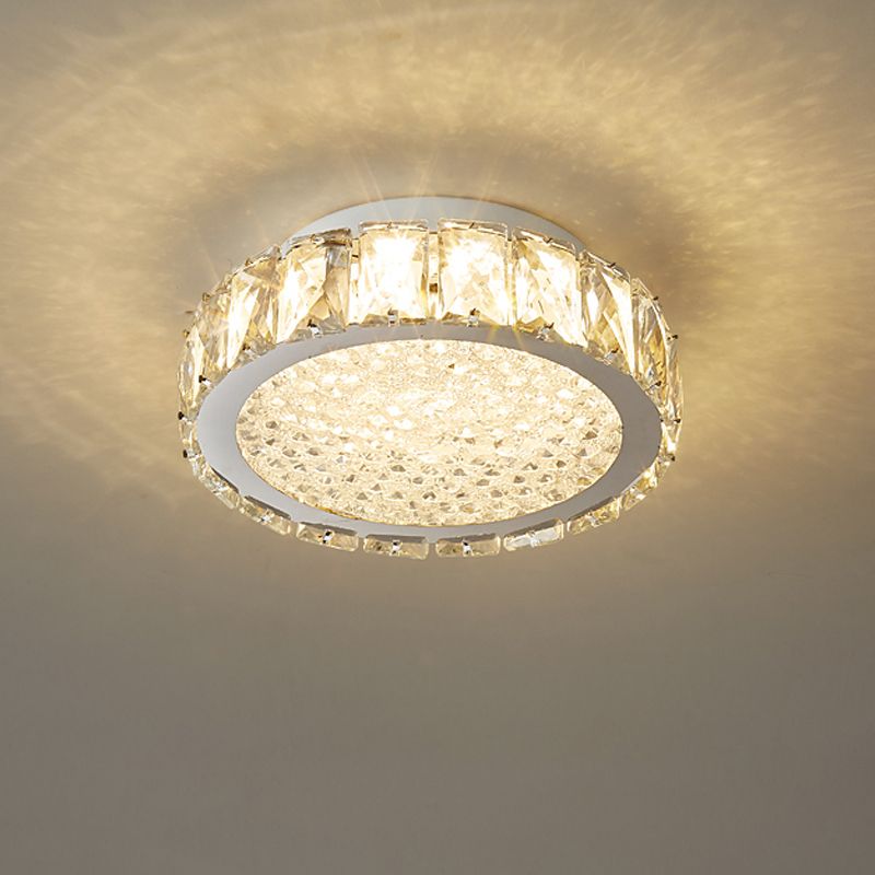LED Flush Light Contemporary Transparent Crystal Bedroom Flush Ceiling Lamp