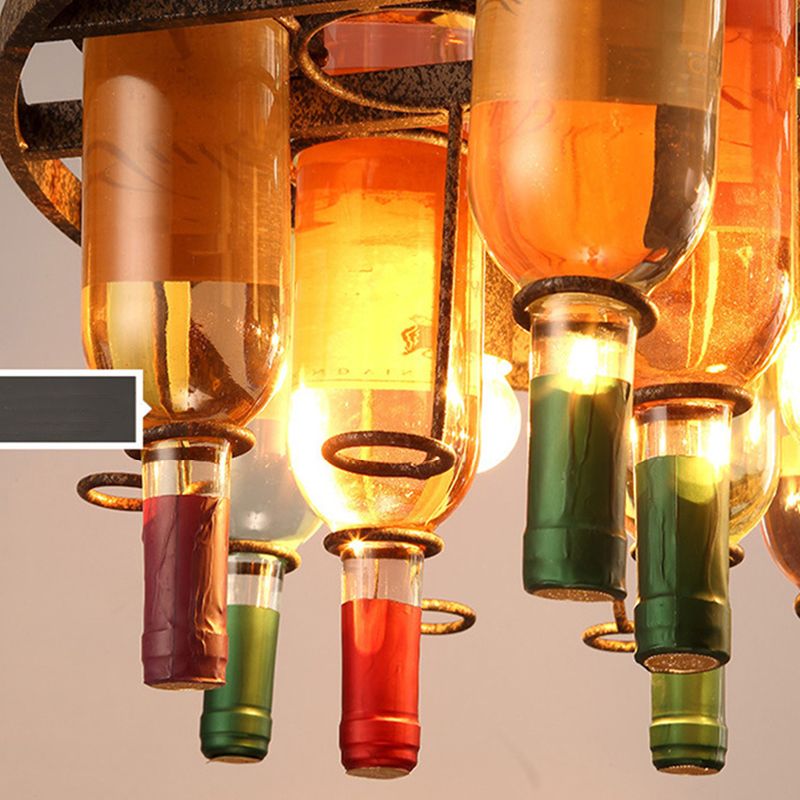Vintage Style Round Chandelier Lighting Fixture Glass Pendant Light Fixture in Multi-Color
