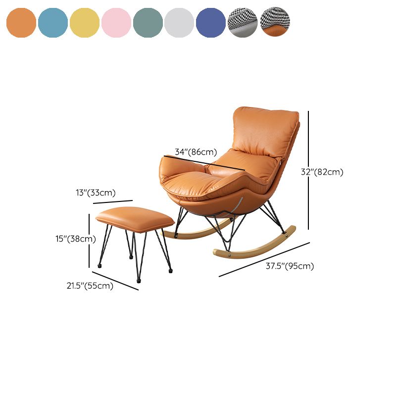 Modern Rocker Upholstered Tufted Cushions Wingback Glider with Dark Leg