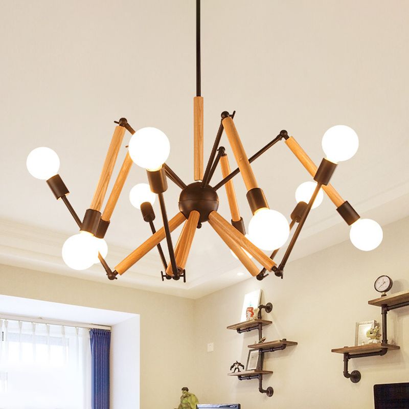 Modern Starburst Suspended Lighting Fixture Wood Pendant Lighting Fixtures for Restaurant