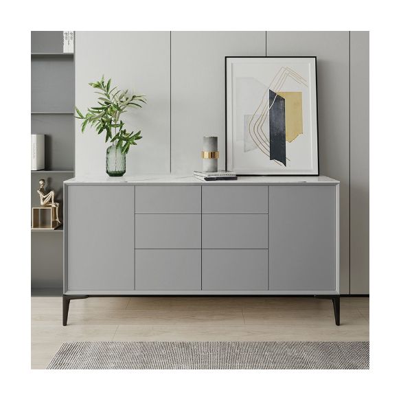 Glam 2-Door Sideboard Sintered Stone Top Sideboard for Living Room