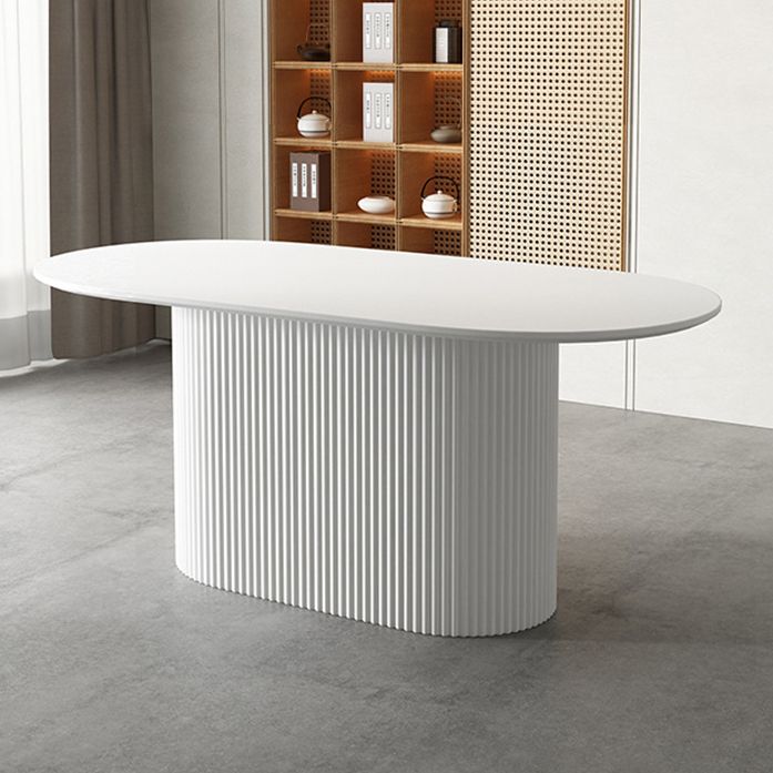 Solid Wood Base Contemporary Oval Dining Table Pedestal Table for Dining Room