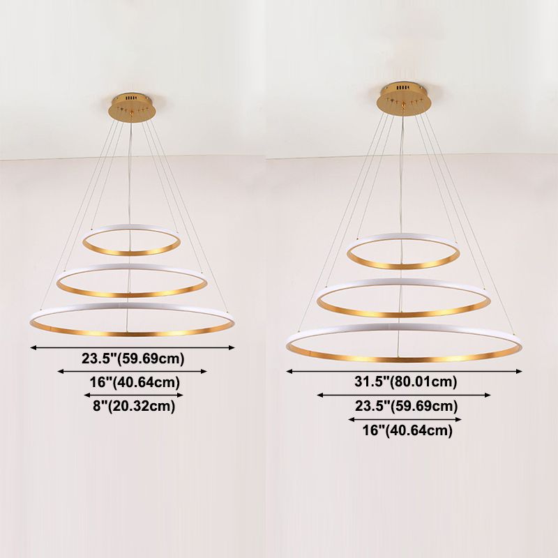 Fissaggio del lampadario minimalismo a 3 livelli lampadario a LED in metallo