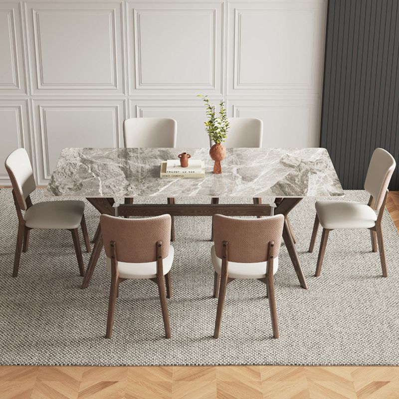 Modern 1/4/5/7 Pieces Dining Furniture Stone Rectangle Dining Table Set in Gray