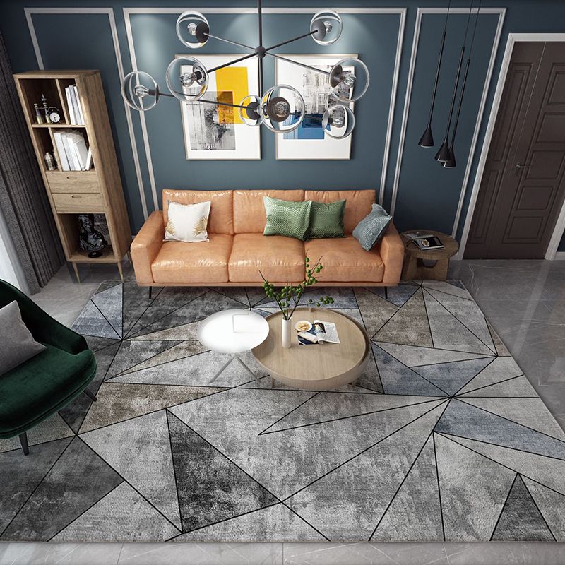 Trendy Home Decor Rug Multi-Color Geometric Area Carpet Polypropylene Anti-Slip Pet Friendly Rug