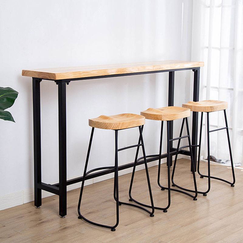 Solid Wood Bar Table Set Full Natural and Black 1/2/4 Pieces Pub Dining Set