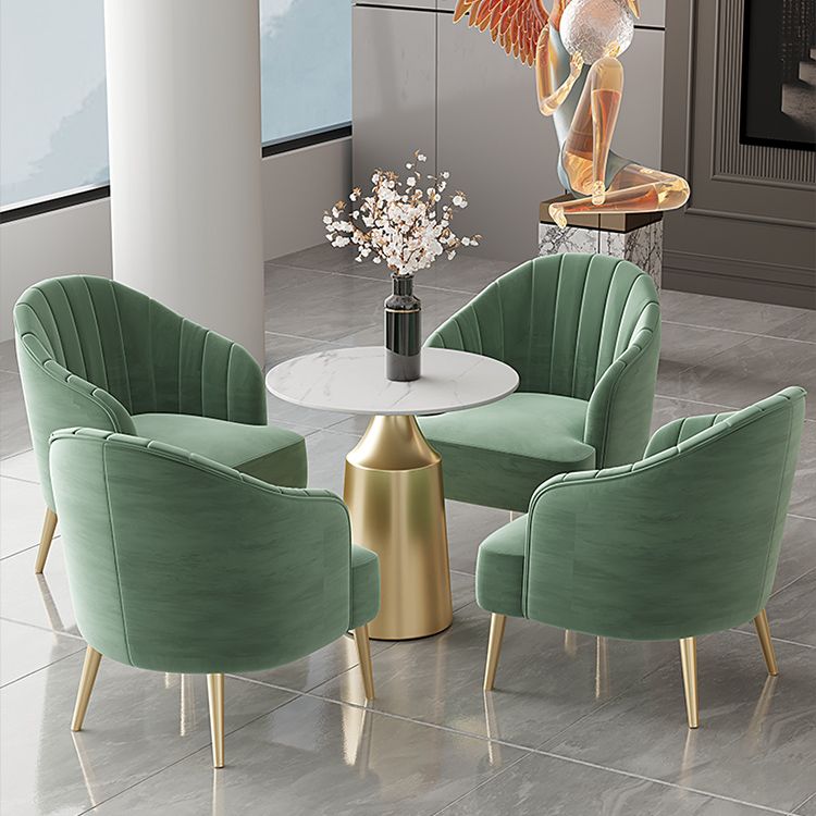 Glam Round Dining Table Set 1/5 Pieces Dinette Set with White Stone Top