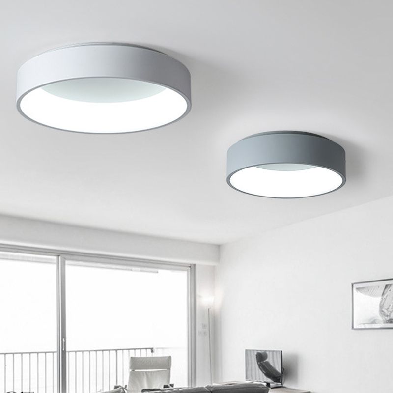 Modern Nordic LED Macaron Ceiling Light Aluminium Circular Flush Mount with Acrylic Shade