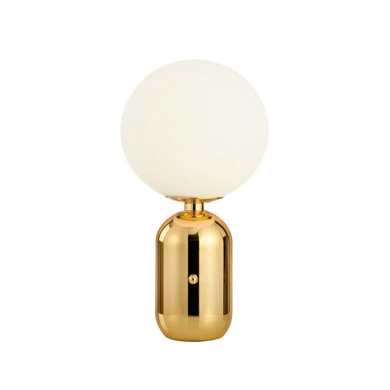 Tavolo da notte capsule chiacchierata in metallo postmoderno 1 lampadina per bambini lampada da comodino con sfumatura in vetro bianco
