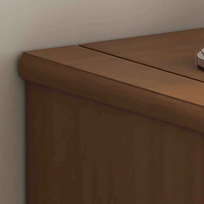 Mid-Century Modern Cabinet Rubberwood 2-Drawer with Shelves Grooves Accent Cabinet