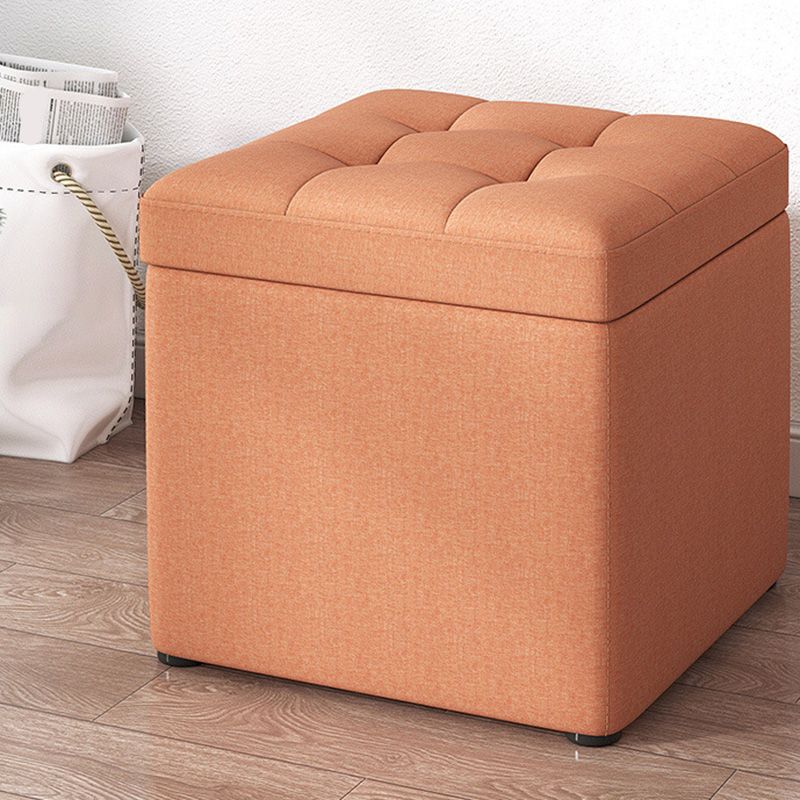 Tufted Pouf Solid Color Fabric Square Scratch Resistant Pouf Ottoman with Storage