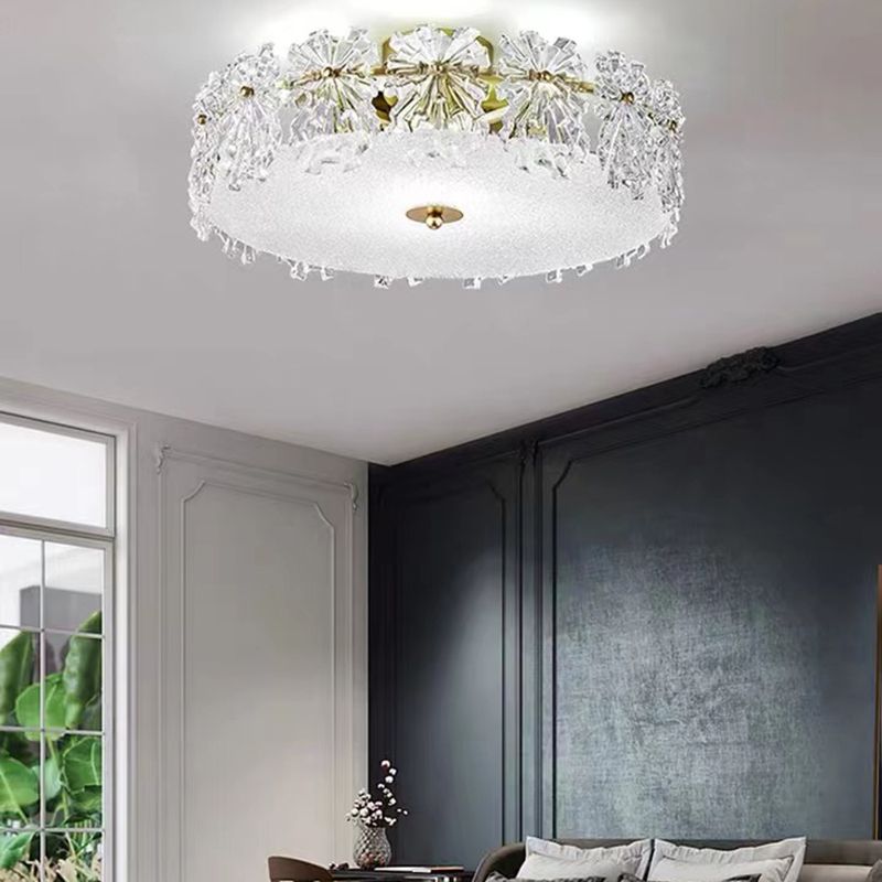 Modern Simple Glass Ceiling Light Round Shape Ceiling Lamp for Bedroom