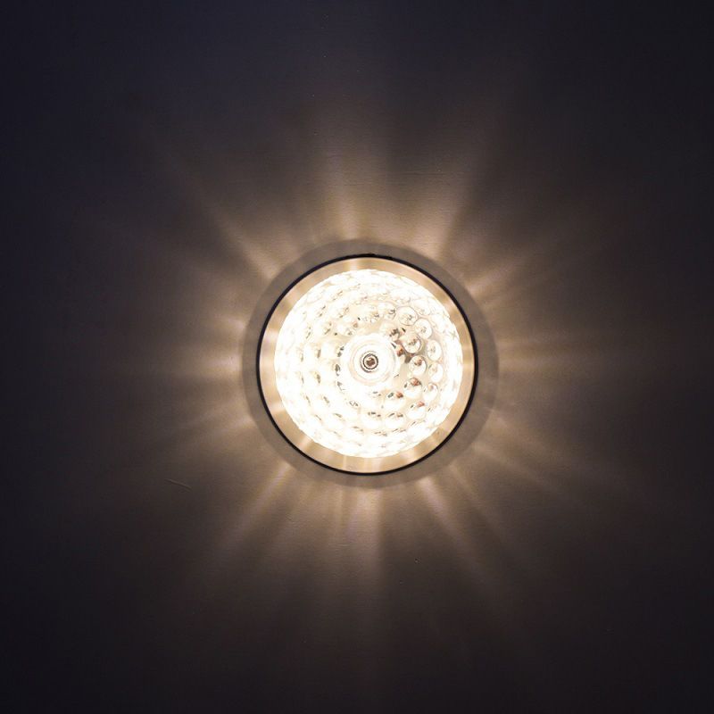 Nordic Spherical Flush Mount Fixture Clear Hammered Crystal LED Hallway Close to Ceiling Lighting