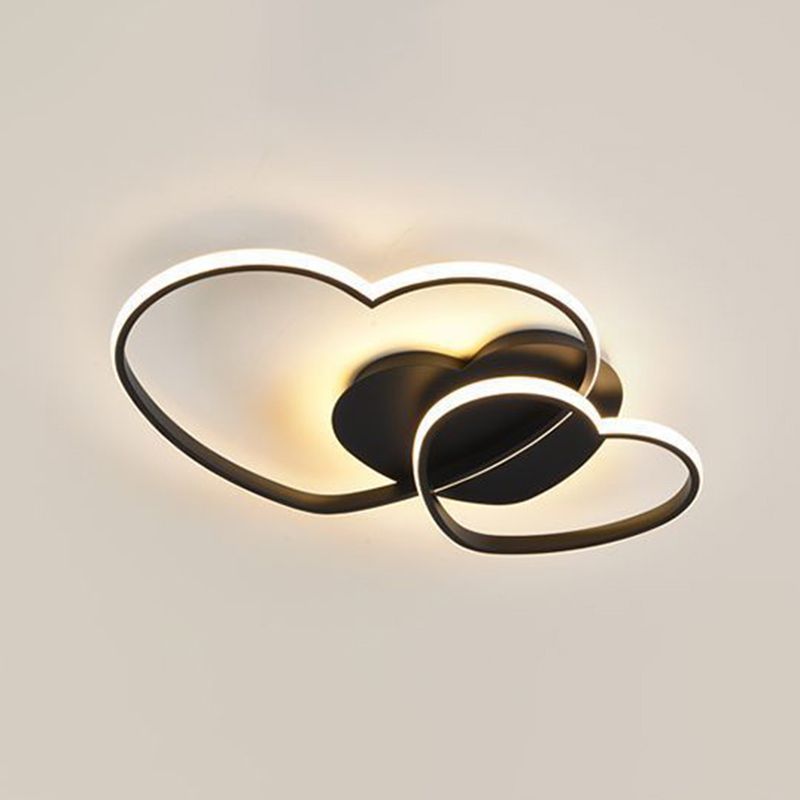 Dubbele hartvormige plafondlamp Romantisch minimalistisch metalen slaapkamer inbouw led-licht