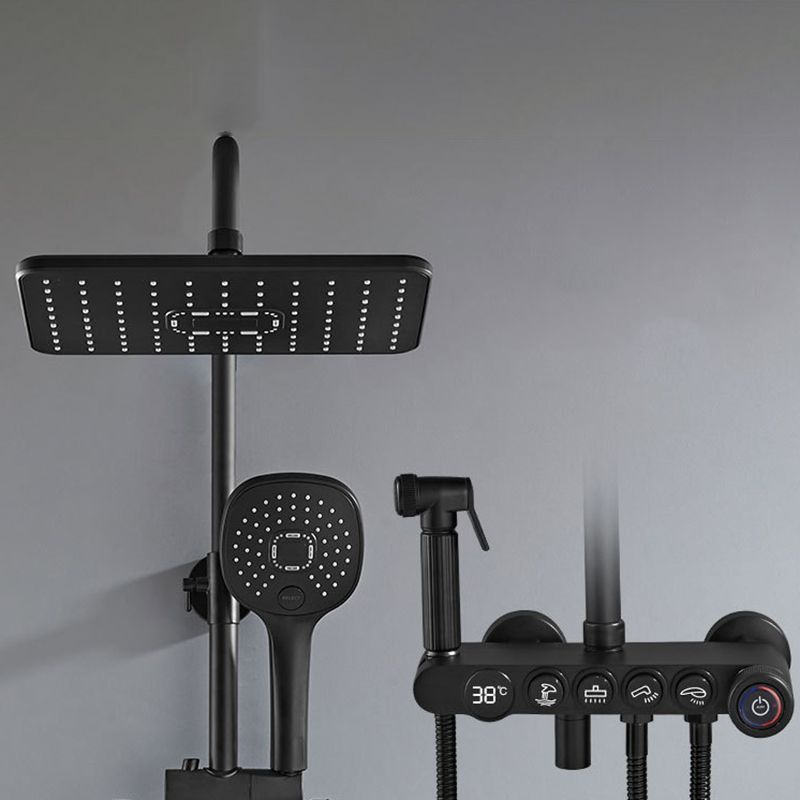 Modern Volume Control Shower Dual Shower Head Square Shower Faucet with Massage Jets