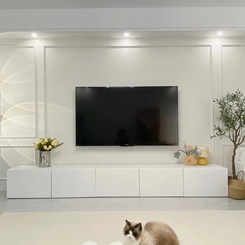 12 / 16 - Inch TV Console Faux Wood TV Console Stand With Cabinets / Drawers in White