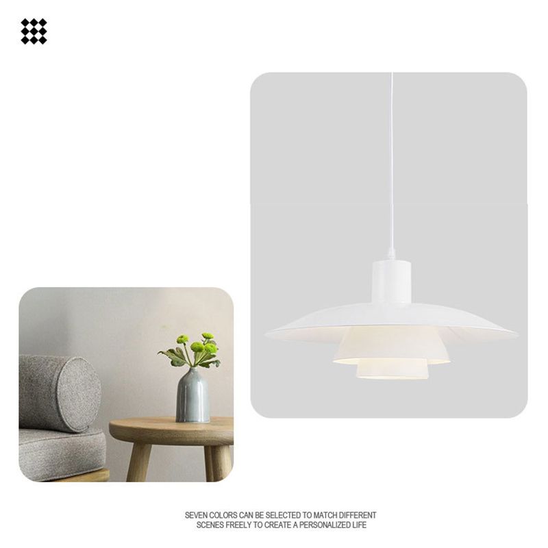 Diseño de capas blancas puras luz colgante de 1 luces Minimalismo Nórdico estilo de iluminación suspendida para cafetería
