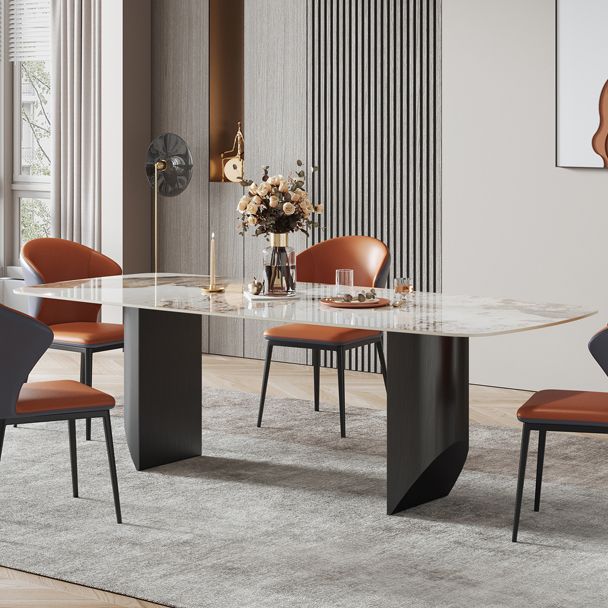 Metal Modern Rectangle Dining Table Sintered Stone Table for Dining Room and Kitchen