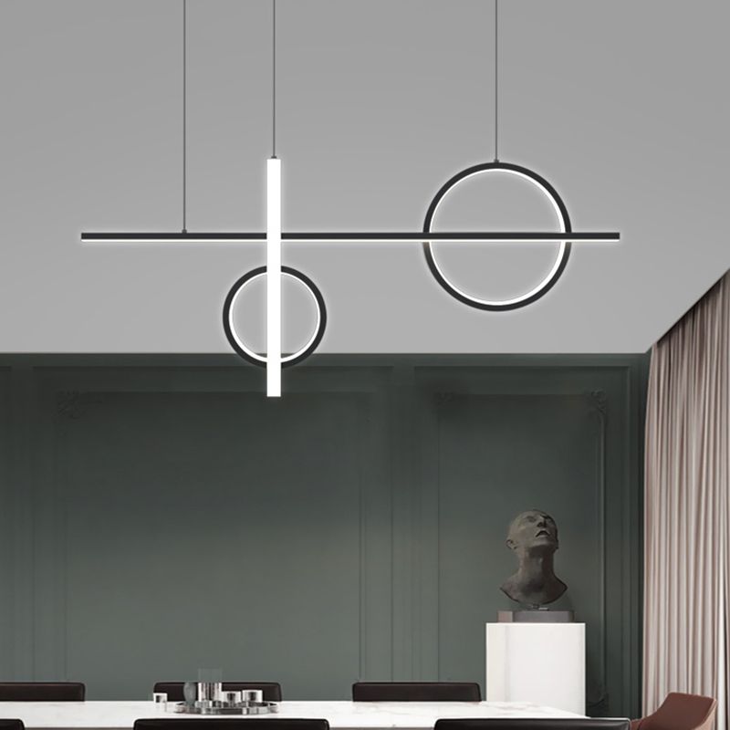 Crossed Island Pendant Light Novelty Minimalist Acrylic Black LED Suspension Light