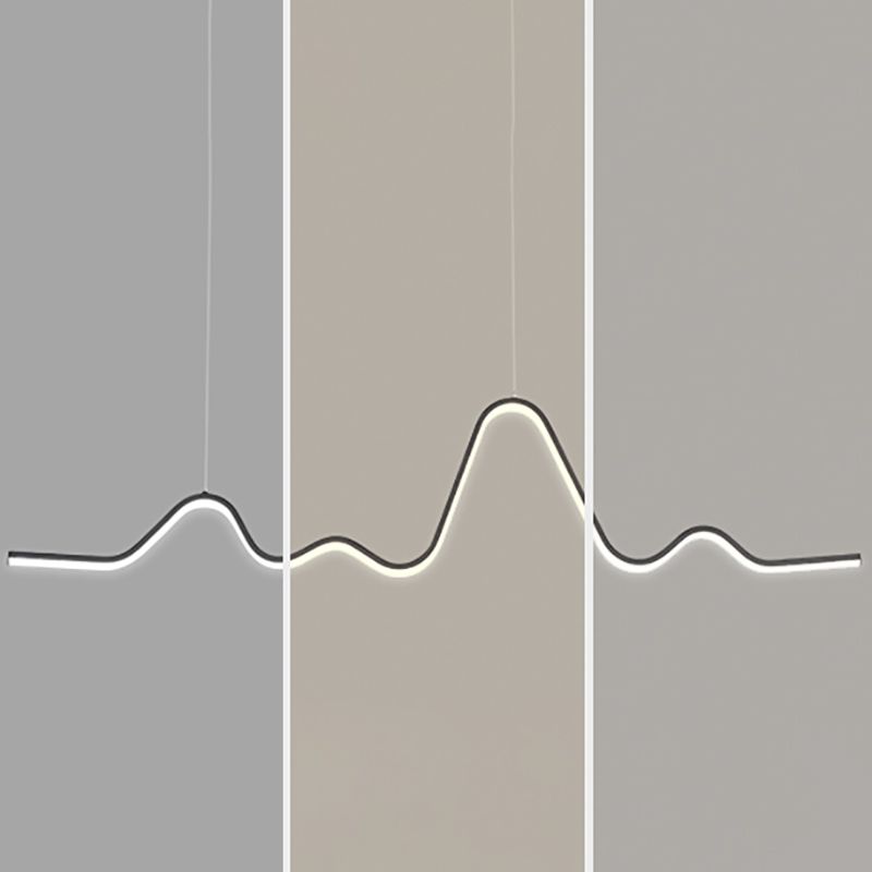 Creative Linear LED Island Lighting Fixture Modern Style Hanging Light for Dining Room