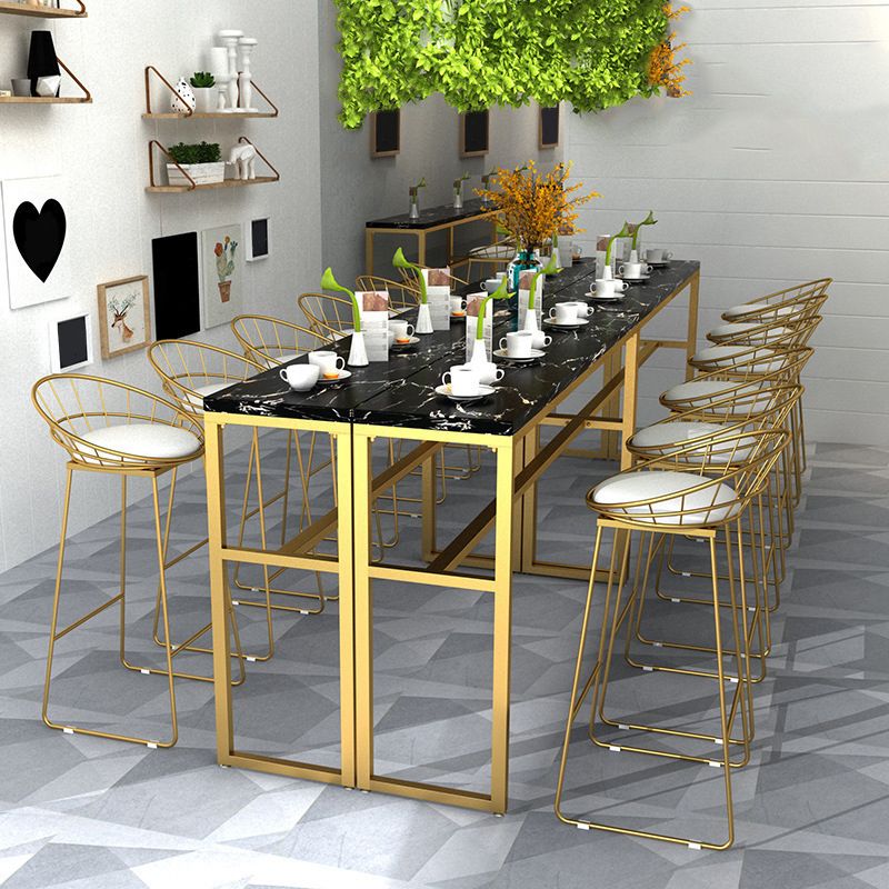 Glam Style Faux Marble Bar Counter Table Rectangle Bar Counter Table for Kitchen