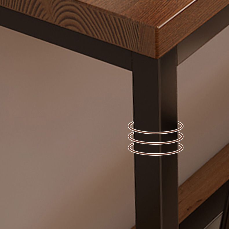 Industrial Rectangle Bar Dining Table Solid Wood Top and Iron Trestle Base Bar Table