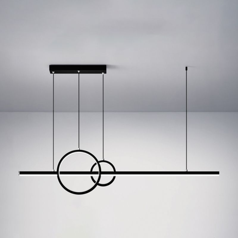 3-Light Geometric Island Light Fixture Modernism Metal Island Pendant Lights in Black